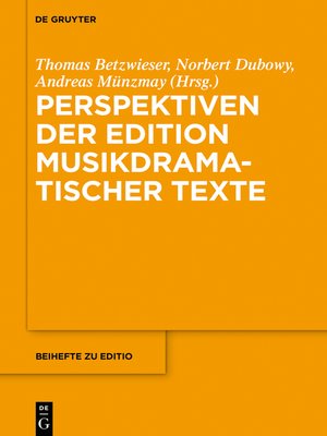 cover image of Perspektiven der Edition musikdramatischer Texte